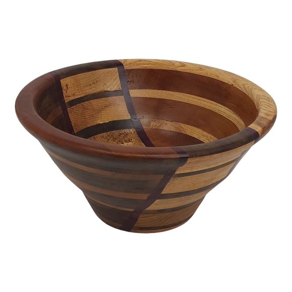 Purple Heart, Poplar, Ash, Maple Wood Bowl Turned 8.75" Modern Rustic Made in US - Picture 5 of 8